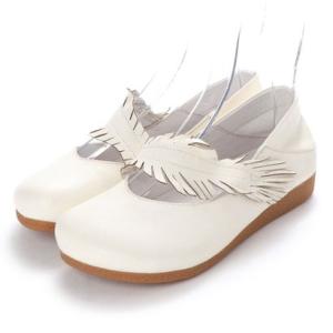 ヒナ グリーン レーベル Hina Green Label リーフモチーフ バブーシュ （ホワイト）