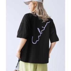 【大人の配色ロゴTシャツ】ゆるロゴ発泡プリント＆刺繍BIGTシャツ（ブラック）/ day254861