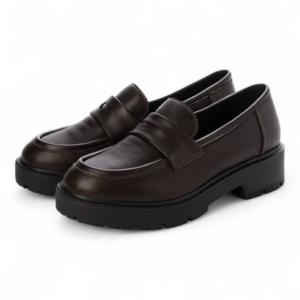 heal me ヒールミー レディース 厚底ソフトローファー【幅広3E/滑りにくい】マニッシュシューズ 125217 ダークブラウン