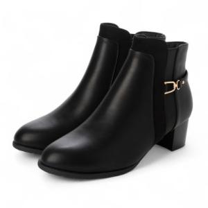 heal me ヒールミー レディース ビット付きサイドゴアショートブーツ【滑りにくい/暖か裏起毛】エブリキレイ 225303 ブラック