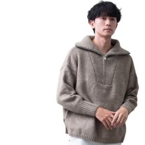 ジェネレス GENELESS ニット メンズ タートルネック ハーフジップ モヘアタッチ ハーフZI...