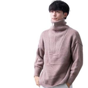 ジェネレス GENELESS ニット メンズ タートルネック ハーフジップ モヘアタッチ ハーフZI...