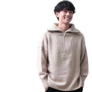 ジェネレス GENELESS ニット メンズ タートルネック ハーフジップ モヘアタッチ ハーフZI...