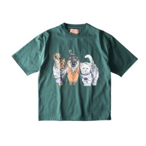 ジェネレス GENELESS Tシャツ 半袖 アニマル プリント プリントtシャツ 春夏 ネコ イヌ...
