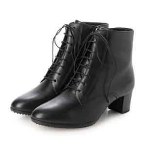 ホ 歩 柔らかレザーレースアップブーツ （BLK）