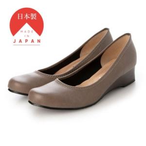 ハスキー husky Co.Ltd. 日本製 幅広ラウンドトゥ ウエッジ ふかふかインソールパンプス （GRAY）