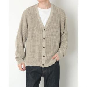 インクルーシブ In'crewsive パウダーブリーチ加工 ワッフルコットンカーディガン （GREIGE）