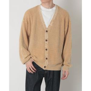 インクルーシブ In'crewsive パウダーブリーチ加工 ワッフルコットンカーディガン （MUSTARD）