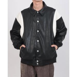 インクルーシブ In'crewsive 2 トーン切り替え PU ブルゾン （BLACK）