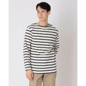 インクルーシブ In'crewsive IN-1209F オープンエンド ボートネック ロングスリーブ Tシャツ 長袖Tシャツ （エクリュ×ネイビー）