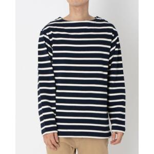 インクルーシブ In'crewsive IN-1209F オープンエンド ボートネック ロングスリーブ Tシャツ 長袖Tシャツ （ネイビー×エクリュ）