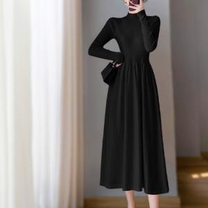 アイカ ica ワンピース ニットワンピース Aラインワンピース フレアワンピース カシミアタッチ ミモレ丈 ハイネック フィット＆フレア ミモレ ロ