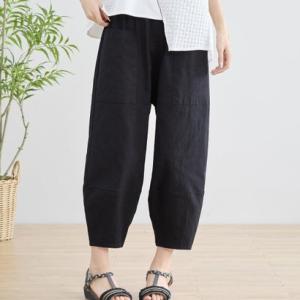 アイカ ica パンツ レディース クロップドパンツ バルーン サーカス コクーン コットン 綿 ストレッチ ウエストゴム ゆったり 大きいサイズ 体