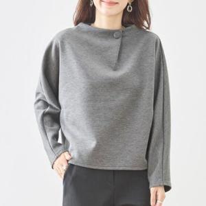 アイカ ica カットソー トップス Tシャツ レディース 長袖 プルオーバー ドルマンスリーブ くるみボタン ボトルネック ハイネック ポンチ ゆっ