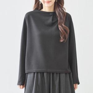 アイカ ica カットソー トップス Tシャツ レディース 長袖 プルオーバー ドルマンスリーブ くるみボタン ボトルネック ハイネック ポンチ ゆっ