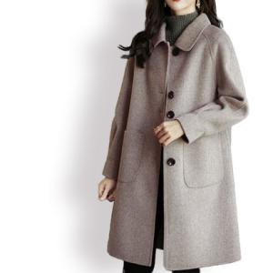 アイカ ica 暖かい メルトン素材 ミドル丈 ゆったり Aライン ラグランスリーブ ステンカラーコート メルトンコート （GR）