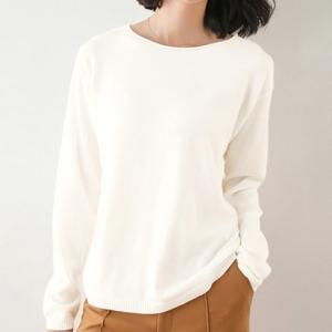 アイカ ica 柔らか カシミアタッチ 薄手 ニット Vネック 長袖 ニットセーター ニットソー ニットトップス 無地 レディース （WT）