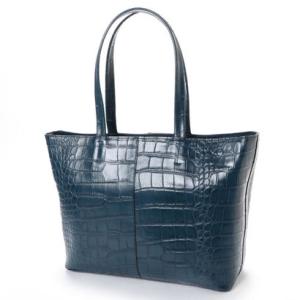 イタリコ ITALICO 日本製 クロコ型押し 牛革 国産 レザー トートバッグ （ネイビー）