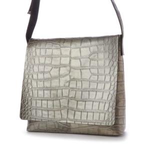 イタリコ ITALICO 日本製 クロコ型押し 牛革 国産 レザー ショルダーバッグ （ガンメタ）