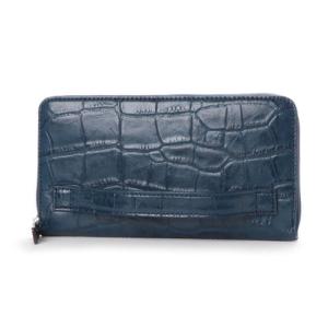 イタリコ ITALICO 日本製 クロコ型押し 牛革 国産 レザー ウォレット クラッチ 手持ち財布 （ネイビー）