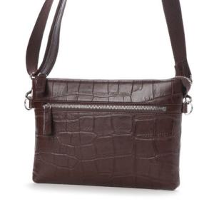 イタリコ ITALICO 日本製 クロコ型押し 牛革 国産 レザー サコッシュ （チョコ）