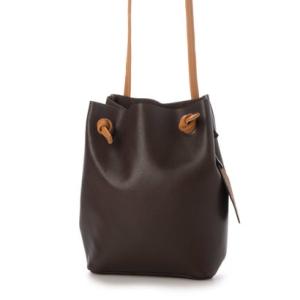 イタリコ ITALICO 姫路レザー 巾着 ショルダー ポーチ サコッシュ スマホショルダー （ダークブラウン×キャメル）