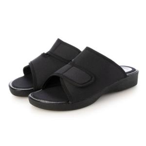 イタリコ ITALICO 日本製 防滑コンフォートサンダル メンズ 3.5cmヒール 軽量 幅調整可 室内・オフィス対応 （ブラック）