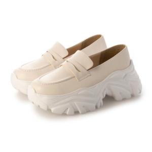 イタリコ ITALICO 軽量厚底 プラットフォーム スニーカーライク ローファーシューズ （アイボリー）