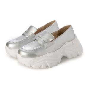 イタリコ ITALICO 軽量厚底 プラットフォーム スニーカーライク ローファーシューズ （シルバー）