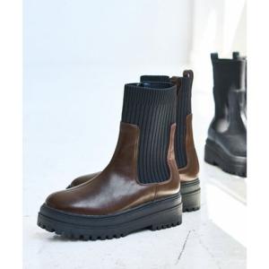 ジュゼ Juze タンクソールサイドニットブーツ （ブラウン（22））