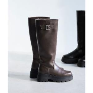 ジュゼ Juze サイドバックルタンクソールロングブーツ （ダークブラウン（20））