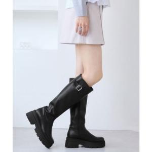 ジュゼ Juze サイドバックルタンクソールロングブーツ （ブラック（01））