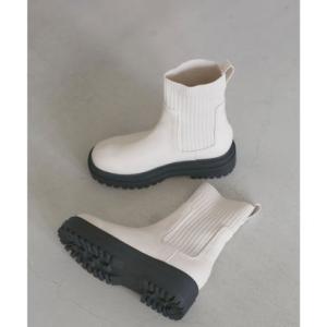 ジュゼ Juze タンクソールサイドニットブーツ （オフホワイト（15））