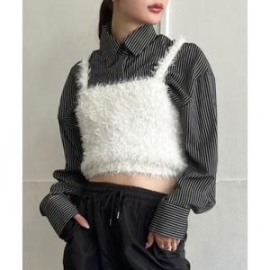 ジュエローブ Jewelobe フェザーチュールニットビスチェ （アイボリー）