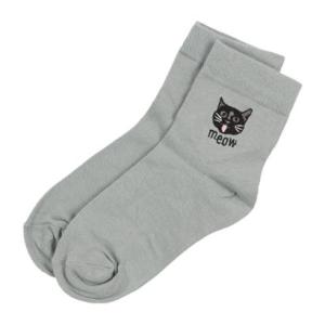 ジュビリー Jubilee キャット ドッグ 猫 犬 顔の刺繍デザイン ロークルーソックス ユニセックス