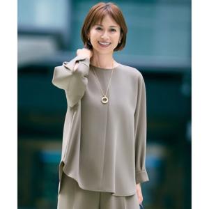 自由区 【セットアップ対応・洗える】トリアセダブルクロス ブラウス （モカ）