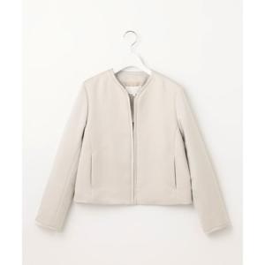 自由区 L 【洗える】グログランノーカラー ジャケット （ベージュ）