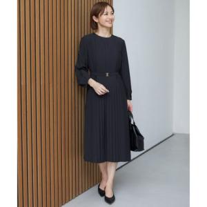 自由区 L 【洗える】ライトサテン ワンピース （ネイビー）