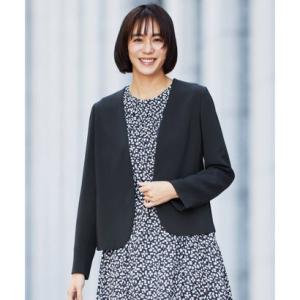 自由区 L 【セットアップ対応・洗える】トリアセダブルクロスノーカラー ジャケット （ネイビー）