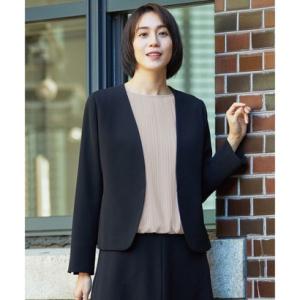 自由区 L 【カタログ掲載・セットアップ対応・洗える】トリアセダブルクロスノーカラー ジャケット （ブラック）