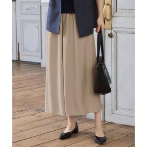 自由区 L 【カタログ掲載・セットアップ対応・接触冷感・UVケア・洗える】エアリーツイルキュロット パンツ （ベージュ）
