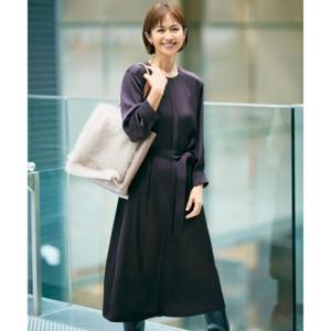 自由区 L 【WEB&一部店舗限定】【洗える】ハーバルフロープリント8分袖 ワンピース （[新色]ネイビー）