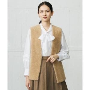 自由区 L 【洗える】ニットファー ジレ （キャメル）