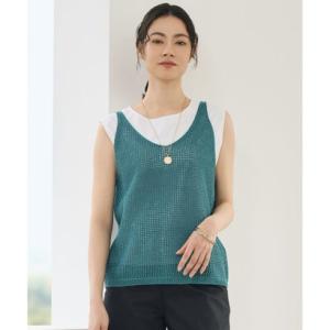 自由区 L ペーパーコットンメッシュ ベスト （ターコイズ）