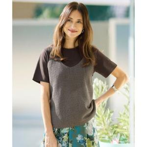 自由区 L ペーパーコットンメッシュ ベスト （ブラウン）