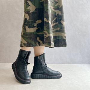 ジェイエス ハートレーベル JS Heartlavel 幅広ボリュームソール レースアップレザーブーツ 日本製 （ブラック）