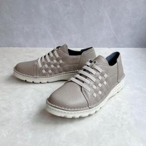 ジェイエス ハートレーベル JS Heartlavel 幅広 ストレッチコードデザイン 軽量レザーシューズ 日本製 （グレー）