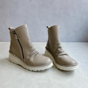 ジェイエス ハートレーベル JS Heartlavel 軽量 幅広レザー ダブルファスナー シャーリングブーツ 日本製 （グレー）