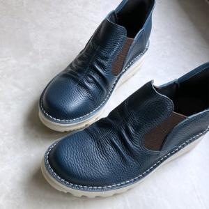 ジェイエス ハートレーベル JS Heartlavel スグ履ける！軽量レザーシャーリング サイドゴアスリッポンシューズ （ネイビー）