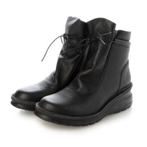 ジェイエス ハートレーベル JS Heartlavel 華奢リボンデザイン ソフトレザー ショートブーツ （ブラック）